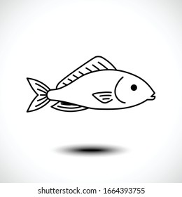 Icono de línea de pescado. Ilustración del vector