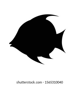 Fish line icon vector symbol silhouette tropical