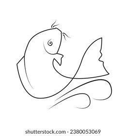 Fish line icon vector in trendy