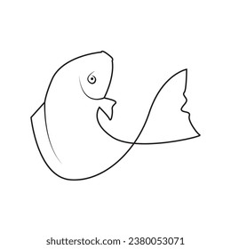 Fish line icon vector in trendy