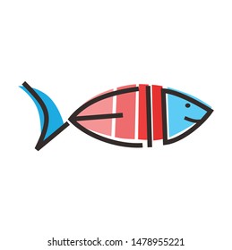fish line logo design template