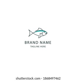Fish line logo design template