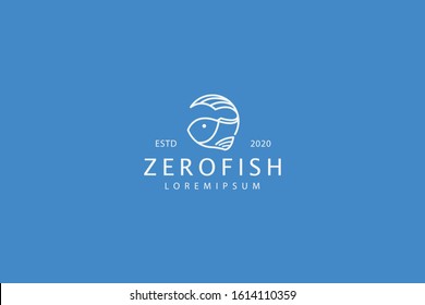 Fish line logo. Elegant fish on circle. Stock vector icon