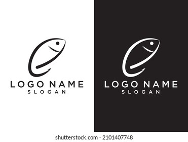 fish line logo with hook-shaped tail