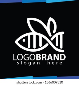 Fish line logo vector template