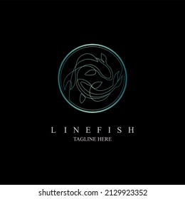 fish line style monogram logo design template for brand or company and other