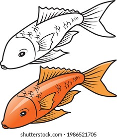 ilustración vectorial de línea de pescado aislada en fondo blanco.animales vista superior .dibujo de pez