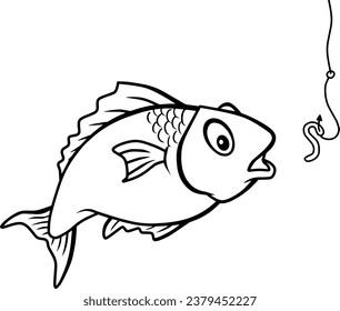 fish line vector illustration isolated on white background
