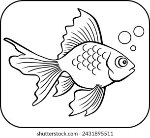 fish line vector illustration isolated on white background