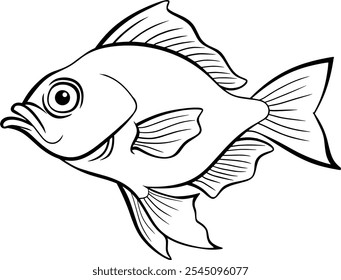 fish line vector illustration isolated on with background