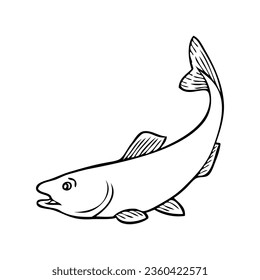 fish line vector illustration,isolated on white background,top view