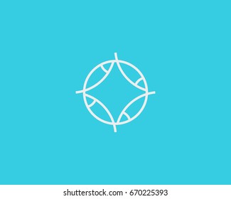 Fish line vector logo. Marine round logotype. Seafood ocean sign symbol