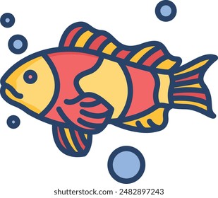 Fish linear color illustration icon