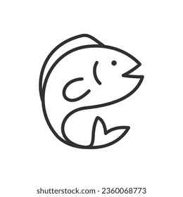 Fish, linear icon. Line with editable stroke