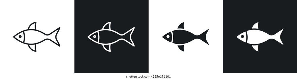 Fish linear icon set for app, and web design.