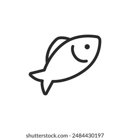 Fish, linear style icon. sea life and aquatic animals. Editable stroke width