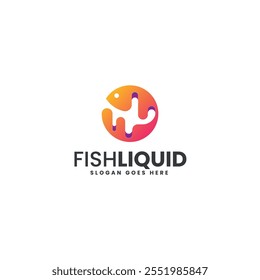 Logotipo colorido del gradiente líquido del pescado