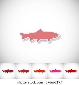 Fish loach. Flat sticker with shadow on white background. Vector illustration