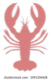 Fish lobster halftone collage. Vector fish icons are shaped into lobster illustration. Eco design concept.