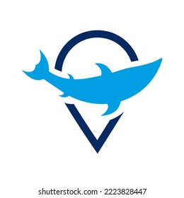 Fish location logo and icon. Vector illustration.