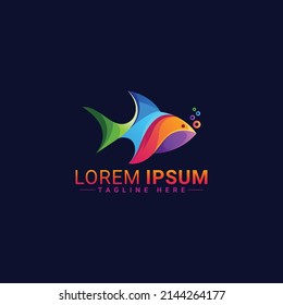 Plantilla de vector de diseño abstracto con logotipo de pescado 3D. Menú de mariscos, tienda, tienda Logoype. Icono de concepto de atún