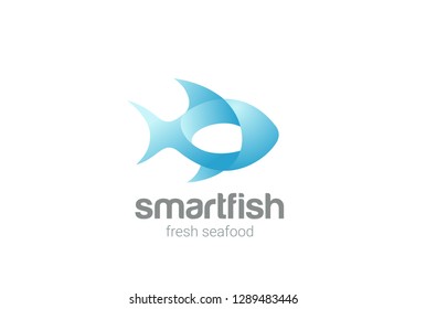 Fish Logo 3D design vector template. Seafood Restaurant store Logotype concept icon.