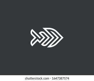 Fish Logo Abstract Design Vector Template. Seafood Shop Store Restaurant Linear Logotype Concept Icon