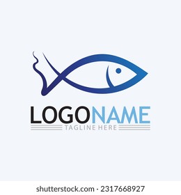 Fish logo and animal aquatiq template Creative vector symbol