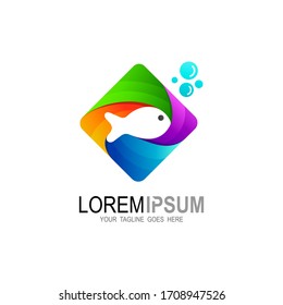 Fish logo in the aquarium, Fish logo design vector