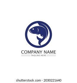Fish logo and aquatic Maritime concept. Shell, turtle, fish, whale. Vector illustration can be used for topics like sea.