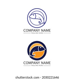 Fish logo and aquatic Maritime concept. Shell, turtle, fish, whale. Vector illustration can be used for topics like sea.