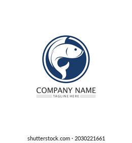 Fish logo and aquatic Maritime concept. Shell, turtle, fish, whale. Vector illustration can be used for topics like sea.