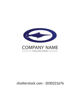 Fish logo and aquatic Maritime concept. Shell, turtle, fish, whale. Vector illustration can be used for topics like sea.