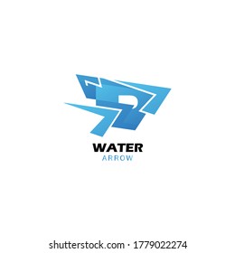 das Fischlogo und die Pfeilspitze, das blaue Logo