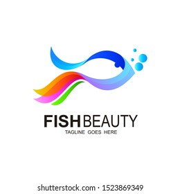Fish logo with beautiful design illustration, Fish and fresh water icon
