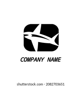fish logo black and white in a box