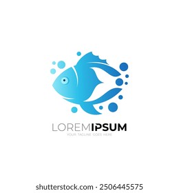 Fish logo with blue color design vector, marine life logos
