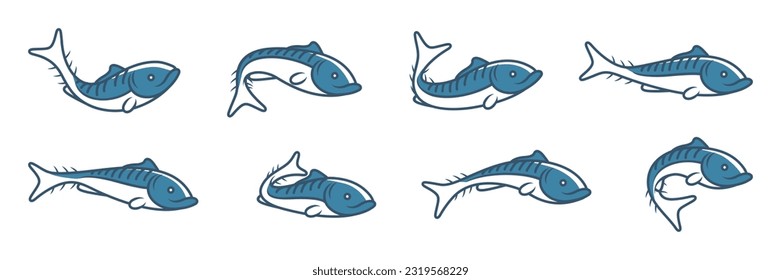 Fish logo collection. Set of cartoon fish icon. Vector cartoon fish emblem
