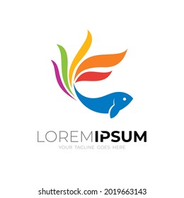 Fish logo and colorful design vector, flat style