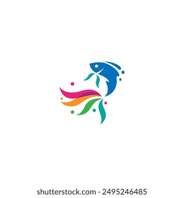 fish logo in colorful flat vector design style