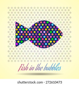 fish logo, consisting of multi-colored circles