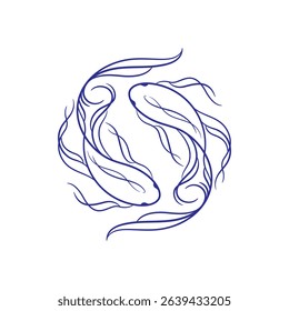Fish Logo Continuous Line Drawing Style. Abstract Fish Logo Design for Modern Branding. Minimalist One Line Fish Icon for Business, Creative Brands. Fish Logo Vector. 
