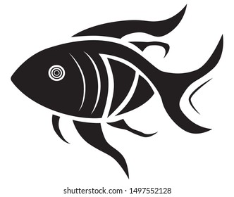 Fish logo creative design. Black shape on wihite background. Vector illustration.
