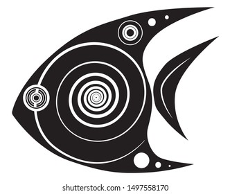 Fish logo creative design. Black shape on wihite background. Vector illustration.