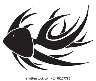 Fish logo creative design. Black shape on wihite background. Vector illustration.