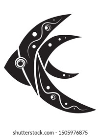 Fish logo creative design. Black shape on wihite background. Vector illustration.