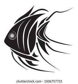 Fish logo creative design. Black shape on wihite background. Vector illustration.
