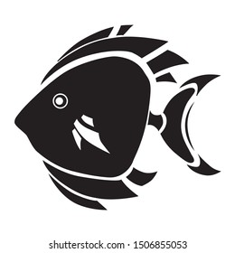 Fish logo creative design. Black shape on wihite background. Vector illustration.