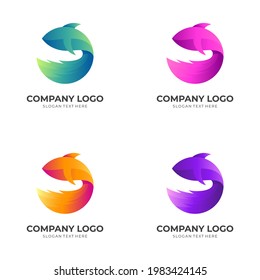 fish logo design logo with 3d colorful style