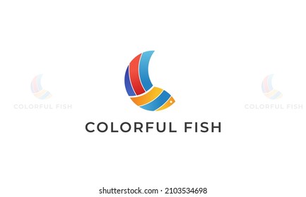 diseño de logotipo de pescado pez colorido